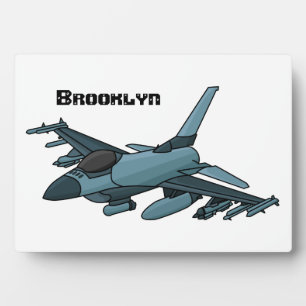 Military fighter jet plane cartoon plaque
