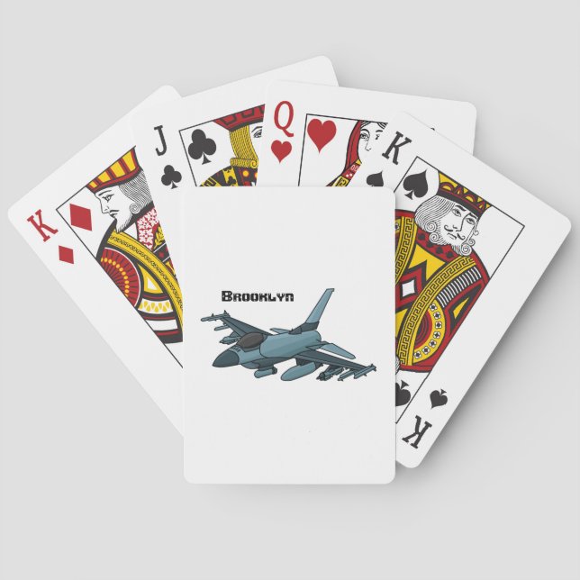 Military fighter jet plane cartoon poker cards (Back)