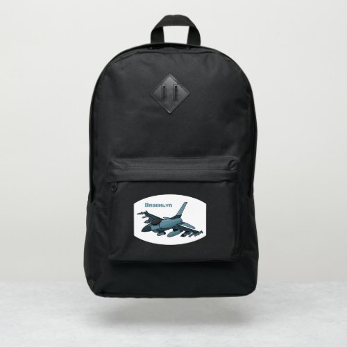 Military fighter jet plane cartoon port authority backpack