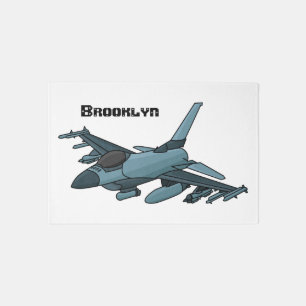 Military fighter jet plane cartoon rug