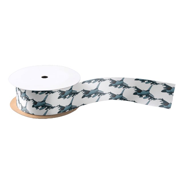 Military fighter jet plane cartoon satin ribbon (Spool)