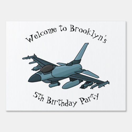 Military fighter jet plane cartoon sign