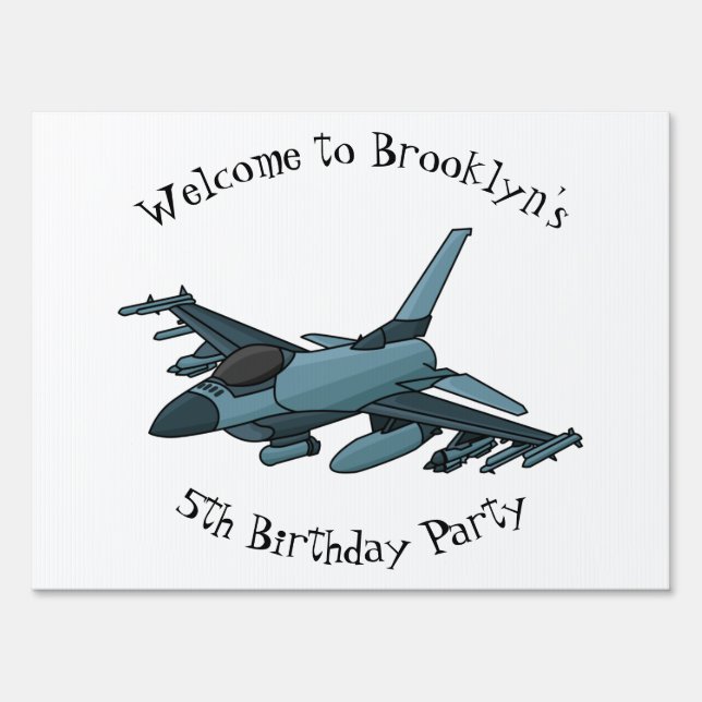 Military fighter jet plane cartoon sign (Front)