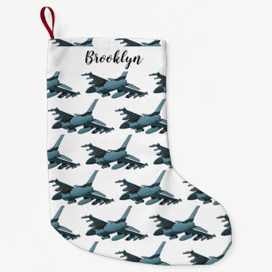 Military fighter jet plane cartoon small christmas stocking