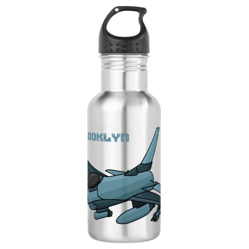 Military fighter jet plane cartoon stainless steel water bottle