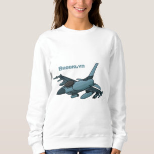 Military fighter jet plane cartoon sweatshirt