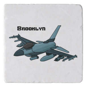 Military fighter jet plane cartoon trivet