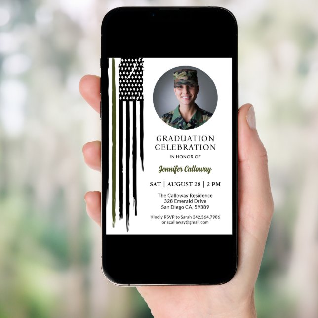 Military Flag, Army Basic Training Graduation Invitation (Front Digital)