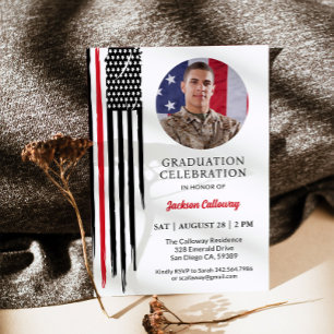 Military Flag, Marine Basic Training Graduation Invitation