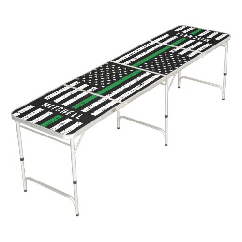 Military Flag Thin Green Line Personalized Beer Pong Table