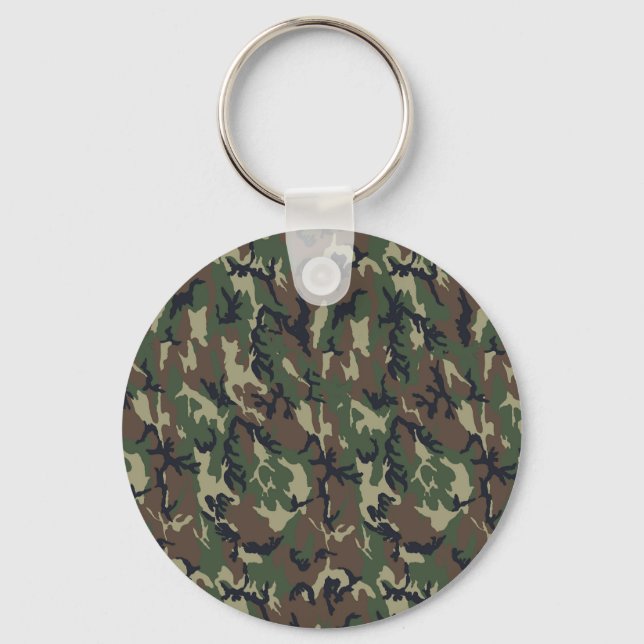 Military Forest Camouflage Background Keychain (Front)