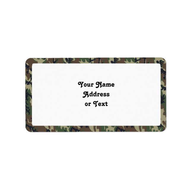 Military Forest Camouflage Background Label (Front)