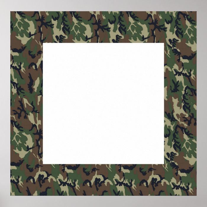 Military Forest Camouflage Background With White Poster | Zazzle