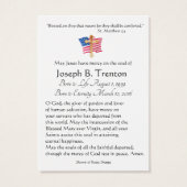 Military Funeral Catholic Memorial Holy Card (Back)