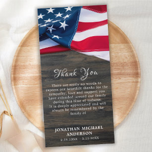 Military Funeral Patriotic Flag Memorial Veteran Thank You Card