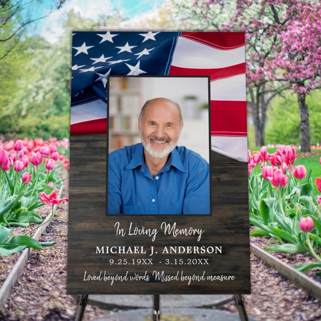 Military Funeral Photo Memorial American Flag Foam Board (Creator Uploaded)