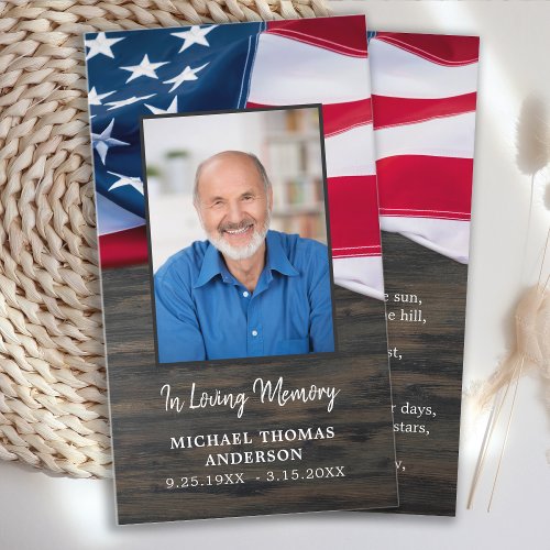 Military Funeral Prayer Card American Flag Photo 