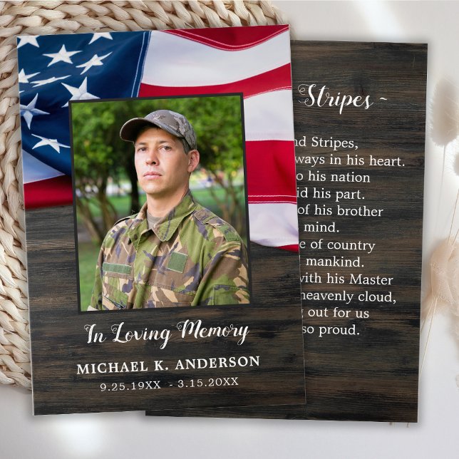 Military Funeral Prayer Card USA American Flag (Creator Uploaded)