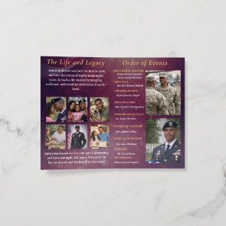 Military Funeral Program Bifold Template Brochure