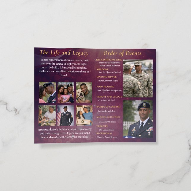 Military Funeral Program Bifold Template Brochure (Inside)