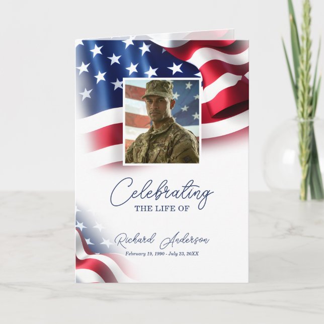 Military Funeral Program with Flag (Front)