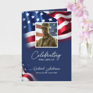 Military Funeral Program with Flag