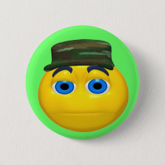 Military Funny Face Birthday Button (Front)