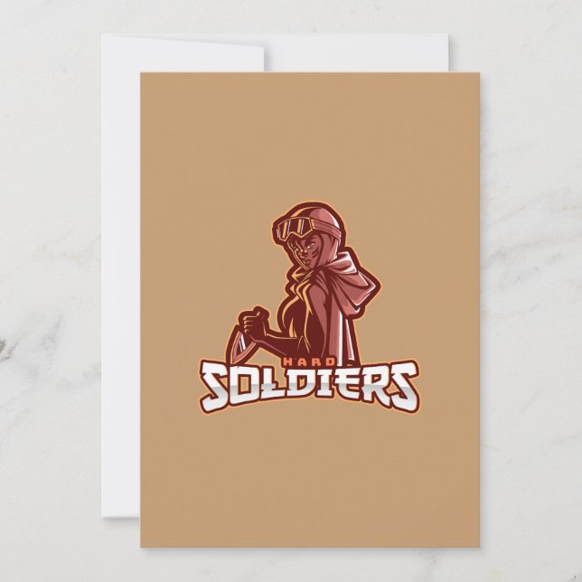 Military Gaming Emblem | Heroic Warrior Logo Invitation (Front)