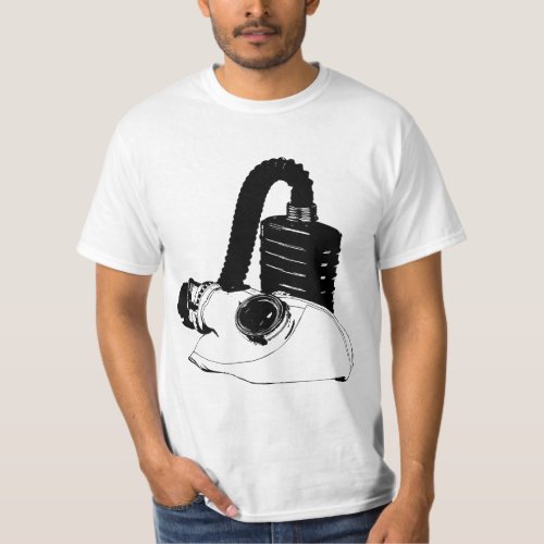 Military Gas mask Black and white Art T_Shirt