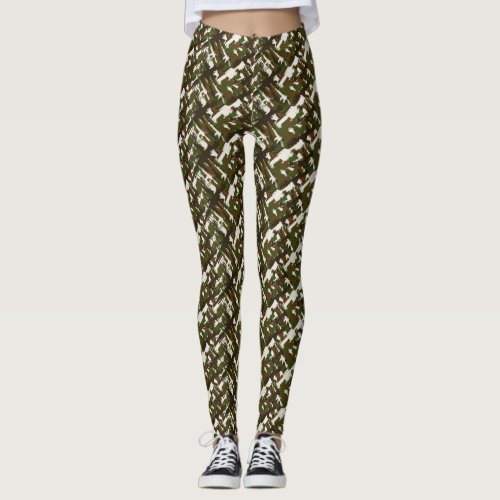 Military GI Camouflage Gun Rifles Camo Cool Style  Leggings