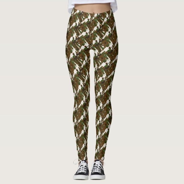 Military GI Camouflage Gun Rifles Camo Cool Style  Leggings (Front)