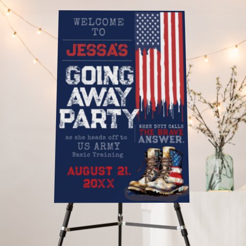 Military Going Away I Farewell Party US Flag Sign