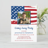 Military Going Away Party American Flag Photo Invitation (Standing Front)