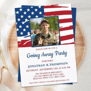 Military Going Away Party American Flag Photo Invitation