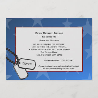 Military Going Away Party Blue and Red Invitation