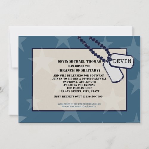 Military Going Away Party Blue Stars Invitation