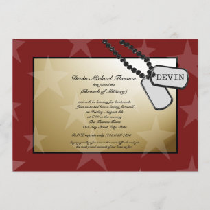 Military Going Away Party Gold and Red Invitation