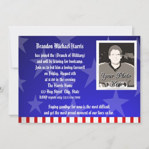 Military Going Away Party Personalized Announcements