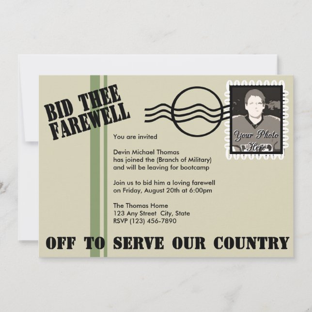Military Going Away Party Invitation (Front)