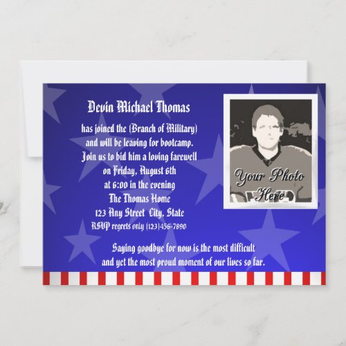 Military Going Away Party Custom Announcements