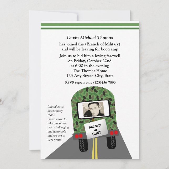 Military Going Away Party Invitation (Front)