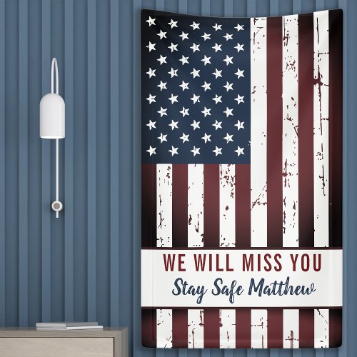 Military Going Away Party Patriotic American Flag Banner