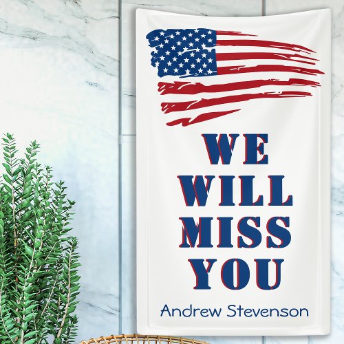 Military Going Away Party Patriotic American Flag Banner