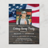 Military Going Away Party Patriotic American Flag Invitation Postcard (Front)