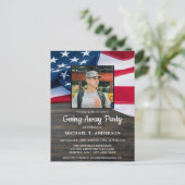 Military Going Away Party Patriotic American Flag Invitation Postcard (Standing Front)