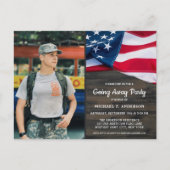 Military Going Away Party Patriotic USA Flag Photo Invitation Postcard (Front)