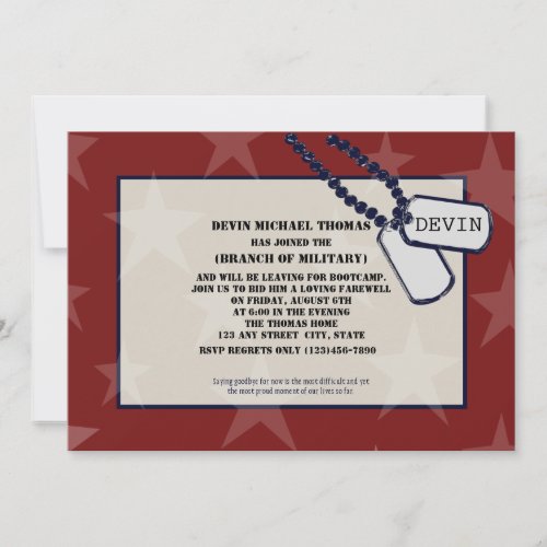 Military Going Away Party Red Stars Invitation