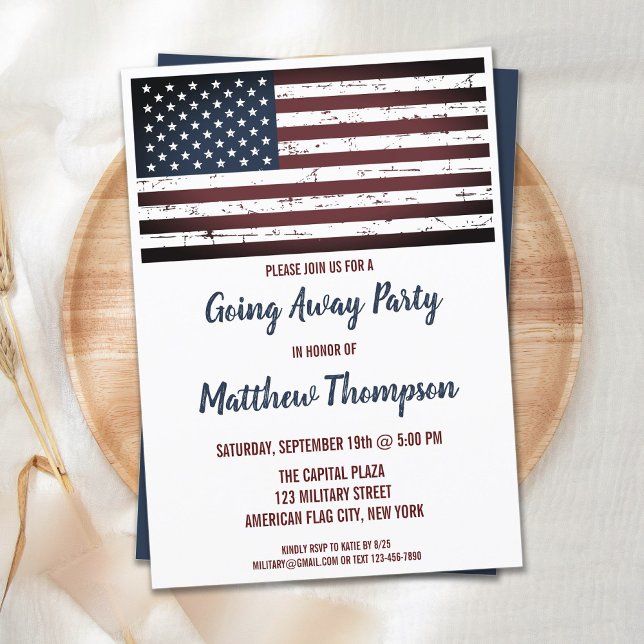 Military Going Away Party USA American Flag Invitation (Creator Uploaded)