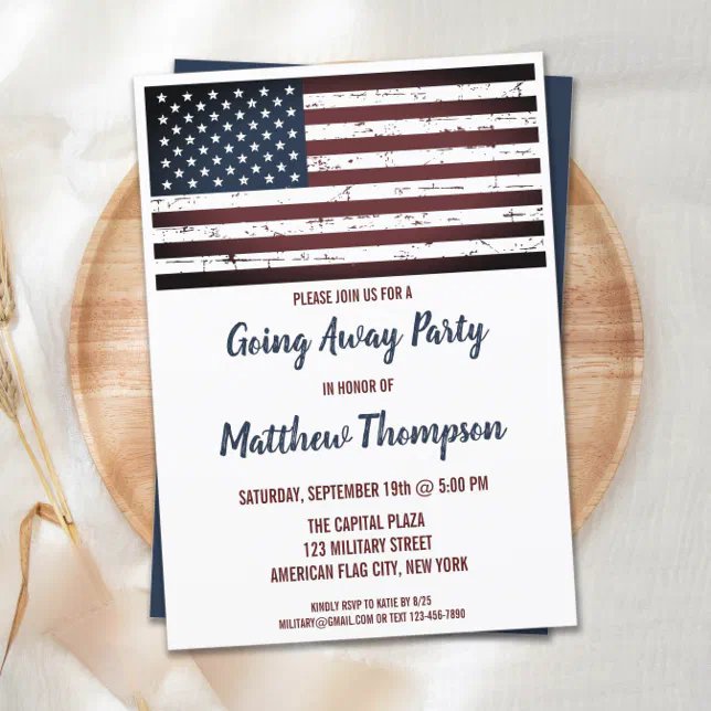 Military Going Away Party USA American Flag Invitation | Zazzle