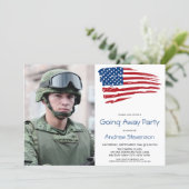 Military Going Away Party USA American Flag Photo Invitation (Standing Front)